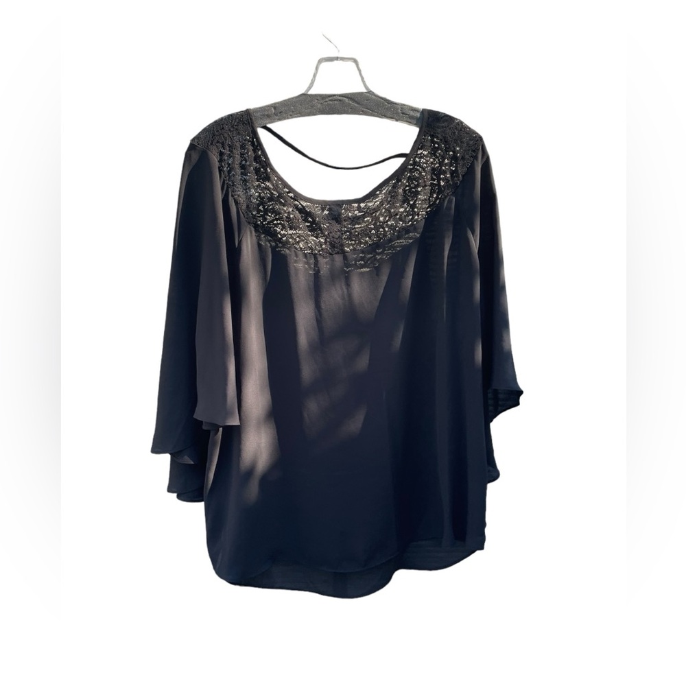 New York & Company Black 3/4 length sleeves with lace at shoulders- New with Tag